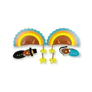 HearthSong Thanksgiving Autumn Decoration Wooden Pumpkin Pilgrim Turkey Kit